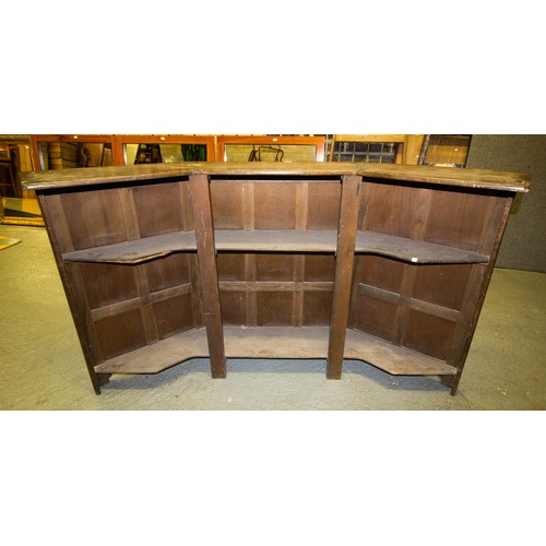 564 - SHAPED OAK HOME BAR 194W X 68D X 106.5H CM