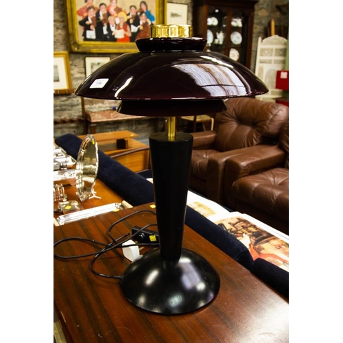 116 - DANISH HEAVY LAMP WITH PURPLE LAMPSHADE 60H CM