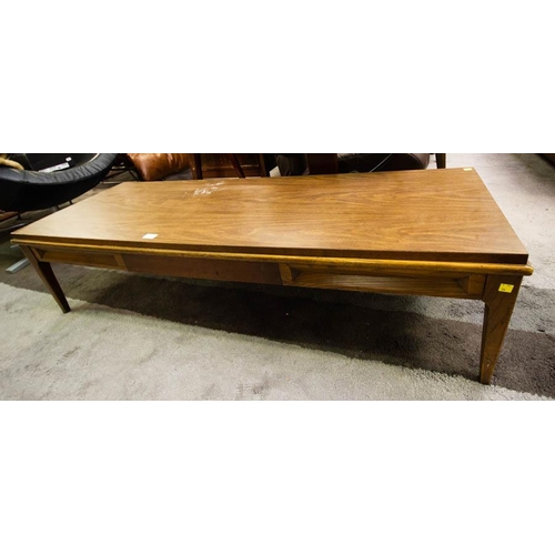 118 - LONG 1960’S COFFEE TABLE WITH PULLOUT DRAWER 145L X 50D X 35H CM
