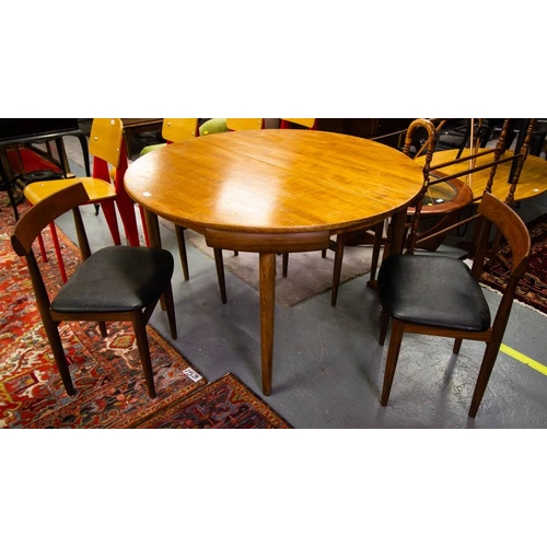 124 - 1960’S FULLY LABELLED ROUNDETTE TABLE AND 4 CHAIRS DESIGNED BY HANS OLSEN FOR FREM RØJLE 120W + 50CM... 