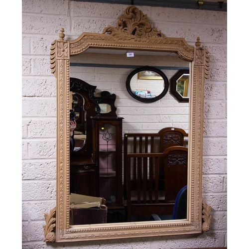 500 - CARVED TOP OVERMANTLE MIRROR. 98 X 125CM