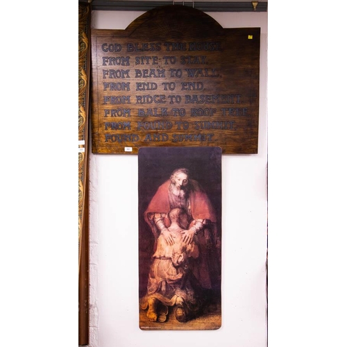 501 - WOODEN HOUSE BLESSING PANEL 82 X 77CM