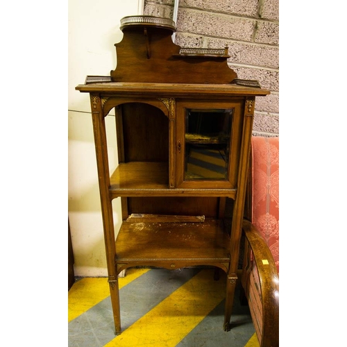 563 - EDWARDIAN MAHOGANY BRASS GALLERY CABINET AF 66W X 38D X 147H CM