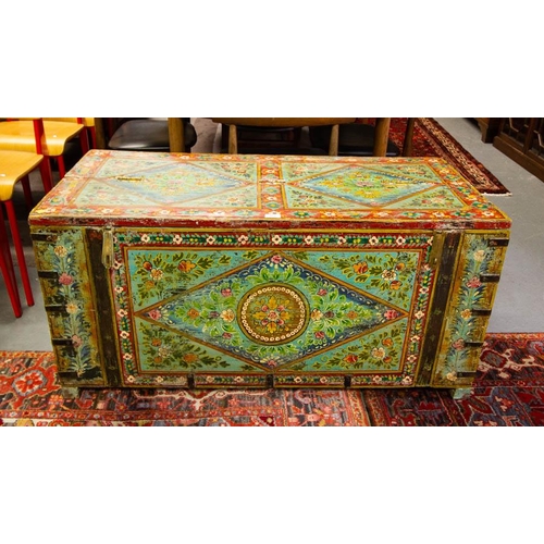 573 - HAND PAINTED CAMPHOR DOWRY CHEST 118 X 57 X 56H CM