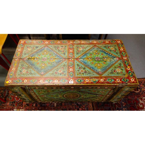 573 - HAND PAINTED CAMPHOR DOWRY CHEST 118 X 57 X 56H CM