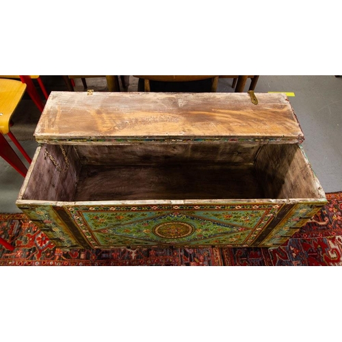 573 - HAND PAINTED CAMPHOR DOWRY CHEST 118 X 57 X 56H CM