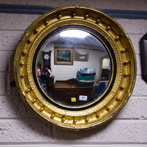 577 - REGENCY GILT CONVEX MIRROR 60CM DIAM