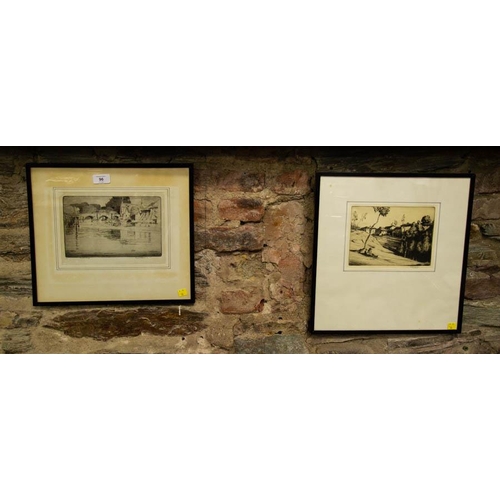 96 - 4 ASSORTED ANTIQUE ENGRAVINGS OF RIVER SCENES