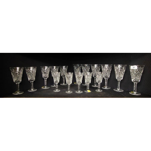 99 - SET OF 6 + 5 + 5 IRISH CUT CRYSTAL GLASSES