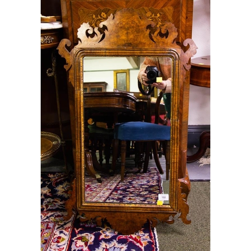 102 - ANTIQUE ORNATE WALNUT FRAMED MIRROR 85 X 50CM