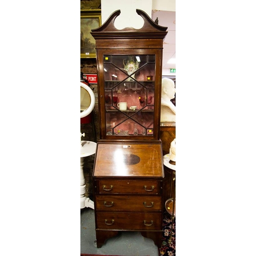 105 - NEAT EDWARDIAN BUREAU BOOKCASE 61W X 42D X 210H CM