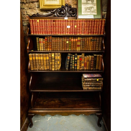 110 - ANTIQUE VICTORIAN ROSEWOOD WATERFALL BOOKCASE. 93 X 33 X 165CM HIGH