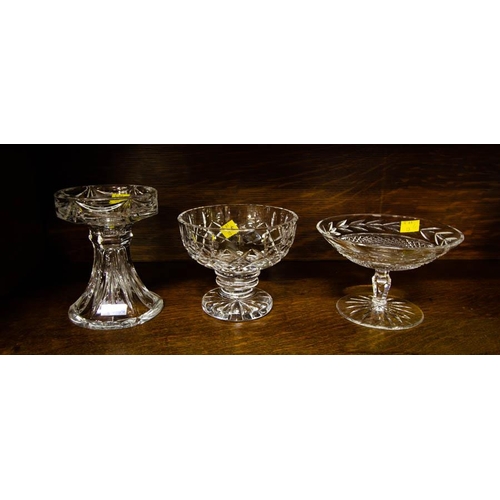 118 - CUT GLASS ROSE BOWL, FOOTED BOWL + 4 PIECES OF GLASS