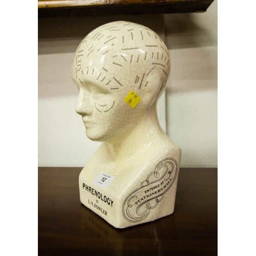 12 - PHRENOLOGY BUST 25H CM