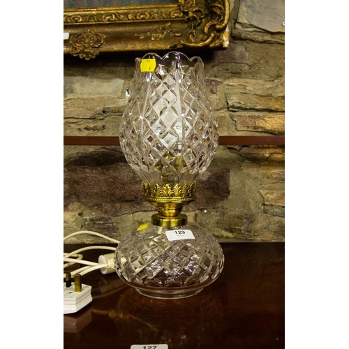 129 - WATERFORD CRYSTAL CUT GLASS TABLE LAMP. 33 CM HIGH