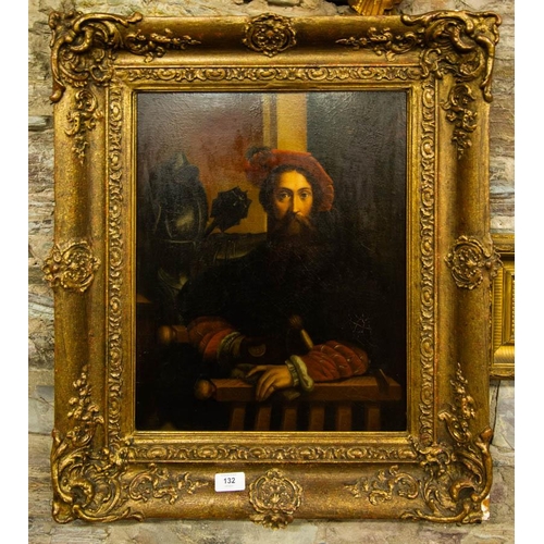 132 - OIL ON CANVAS GENT IN ORNATE FRAME 45 X 35CM