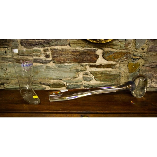 134 - LARGE GLASS HAMMER 58CM LONG+  BEER BOOT