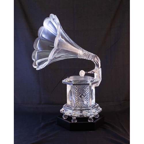 146 - SUPERB MASTER CUTTERS WATERFORD CRYSTAL GRAMOPHONE. 50CM HIGH