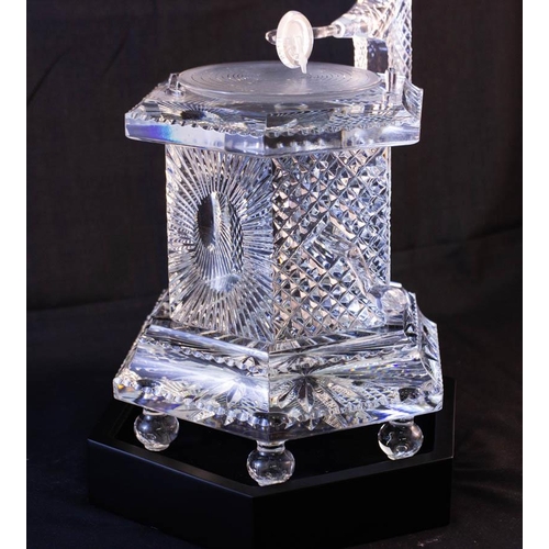 146 - SUPERB MASTER CUTTERS WATERFORD CRYSTAL GRAMOPHONE. 50CM HIGH