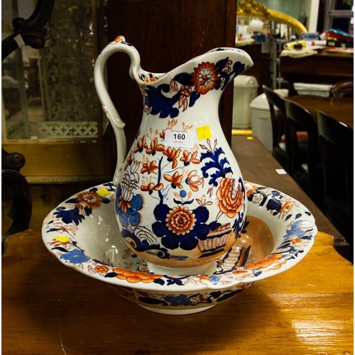 160 - OLD MASONS IRONSTONE JUG + BOWL 38 X 32CM