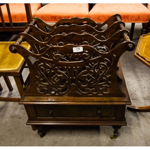 178 - ANTIQUE ROSEWOOD  CANTERBURY WITH DRAWER 51W X 40D X 59H CM