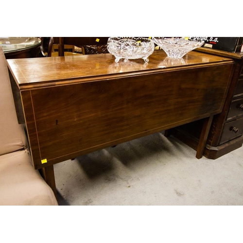 189 - INLAID MAHOGANY DROP LEAF TABLE. 120CM WIDE