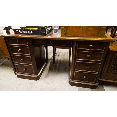 190 - MAHOGANY PEDESTAL DESK 140 X 55CM