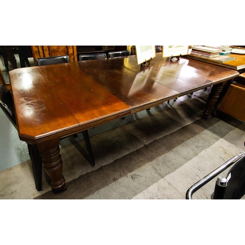 207 - EDWARDIAN CUT CORNER DINING TABLE + LEAVES 233L X 121W X 74H CM