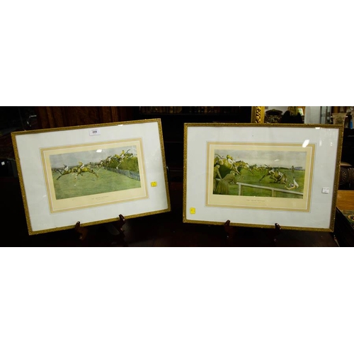 209 - 4 RACING PRINTS IN GILT FRAMES 52 X 37CM