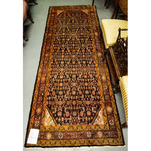 220 - WASHED BLUE GROUND SOUROUK RUNNER 283 X 110CM