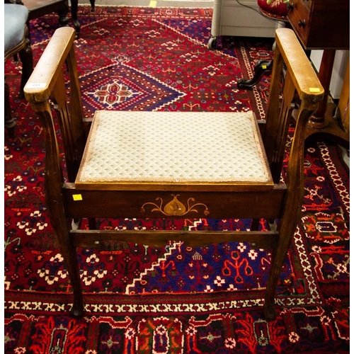 233 - ART NOUVEAU INLAID MAHOGANY MUSIC STOOL