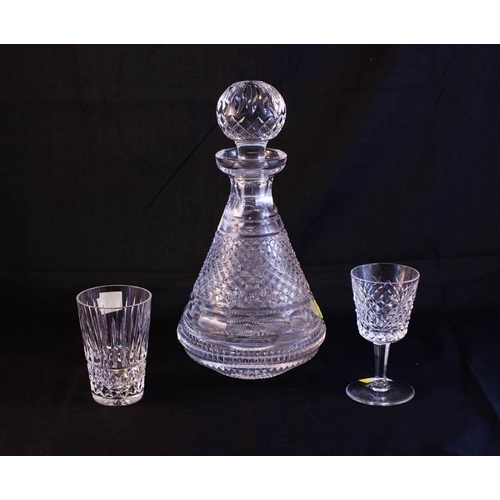 241 - WATERFORD CRYSTAL DECANTER, 5 WHISKEY GLASSES + 1 SHERRY