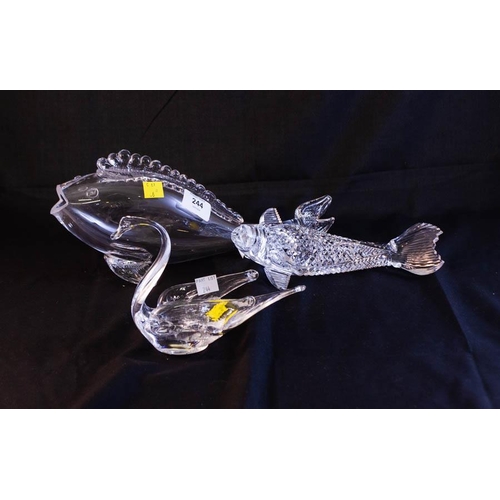 244 - CUT GLASS FISH, FISH + SWAN