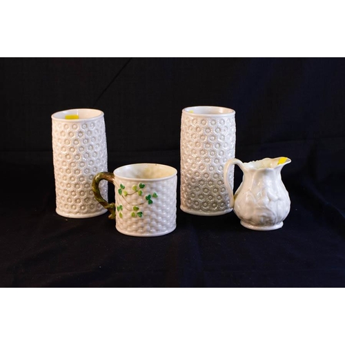 251 - 4 PIECES OF EARLY BELLEEK - BLACK MARK