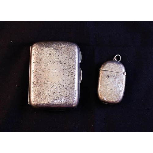 258 - SILVER CIGARETTE CASE + VESTA 92G