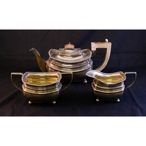 260 - 3 PIECE MATCHED SILVER TEA SET 1085G CHESTER 1911