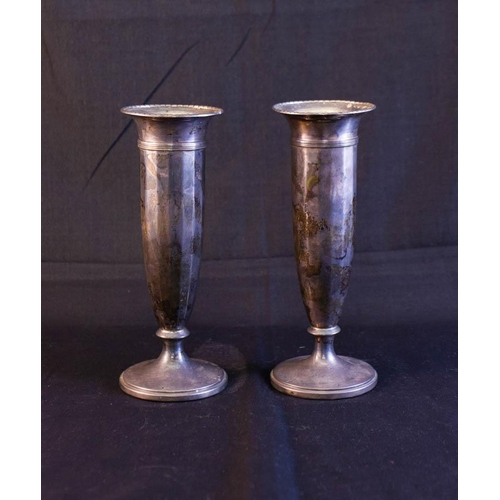 264 - PAIR OF SILVER VASES - WEIGHTED 300G