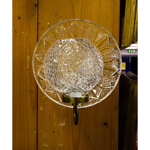 299 - PAIR OF WATERFORD CRYSTAL BALL WALL LIGHTS W1-3 28H X 23W CM