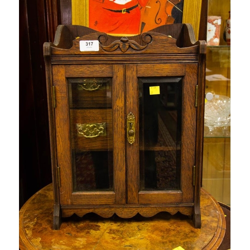 317 - OAK SMOKERS CABINET 33W X 18D X 45H CM