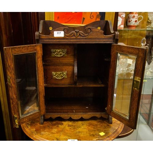 317 - OAK SMOKERS CABINET 33W X 18D X 45H CM