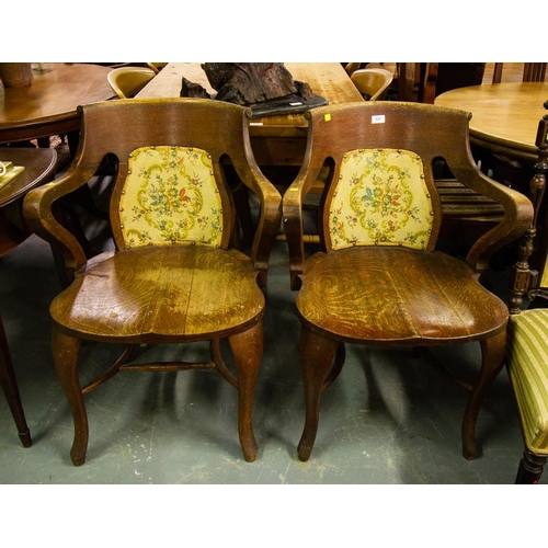 333 - PAIR OF QUALITY ANTIQUE OAK ELBOW CHAIRS WITH DISHED SEATS