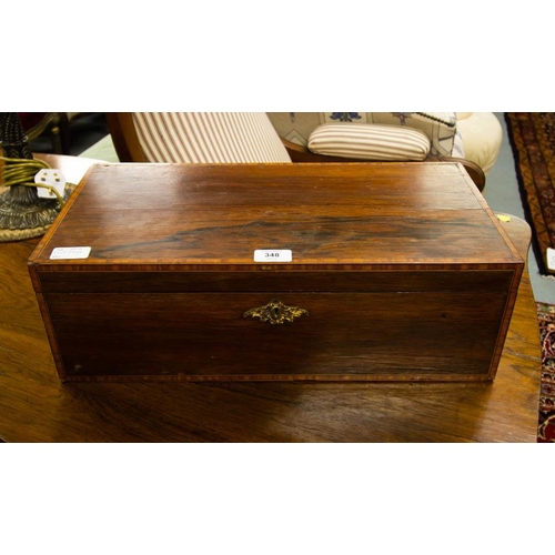 348 - VICTORIAN ROSEWOOD WRITING SLOPE. 50 X 25 X 17CM HIGH