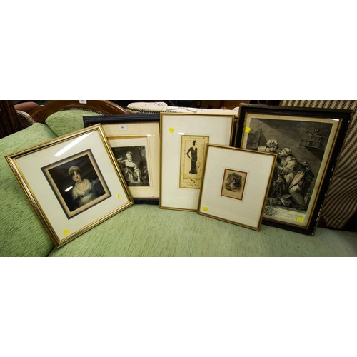 368 - 5 ASSORTED ANTIQUE ENGRAVINGS/PRINTS