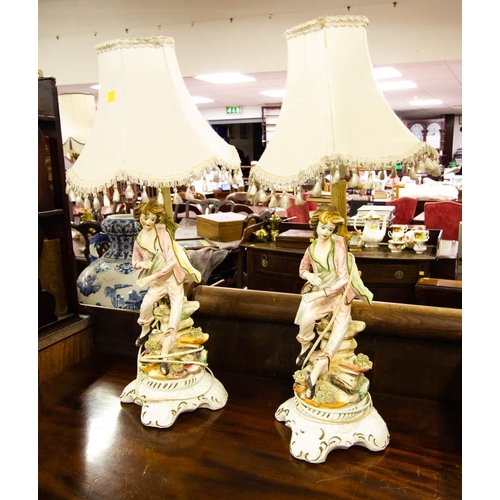 391 - PAIR OF CAPODIMONTE STYLE FIGURAL LAMPS