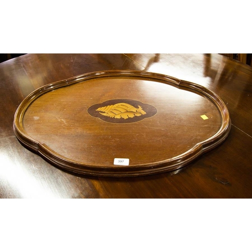 397 - EDWARDIAN INLAID SHAPED TRAY