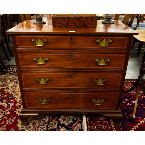 399 - GEORGIAN MAHOGANY INLAID 4 DRAWER CHEST 85 X 50 X 82H CM