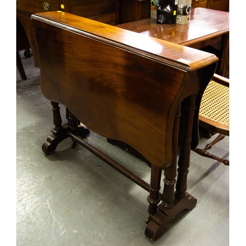 406 - MAHOGANY SHAPED TOP SUTHERLAND TABLE 90 X 12 X 74H CM