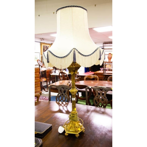 416 - QUALITY ORNATE GILDED TABLE LAMP + SHADE 100H CM