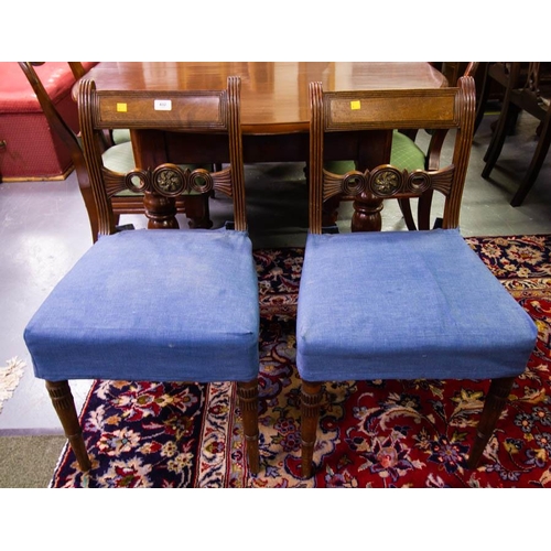 432 - PAIR OF REGENCY DINING CHAIRS WITH BRASS CENTRES