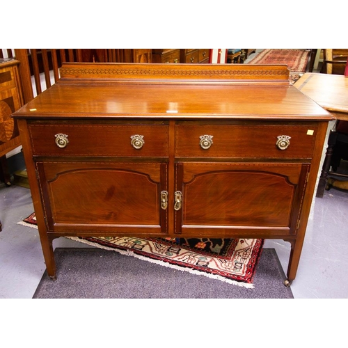 436 - INLAID MAHOGANY SIDE CABINET 115W X 53D X 89H CM